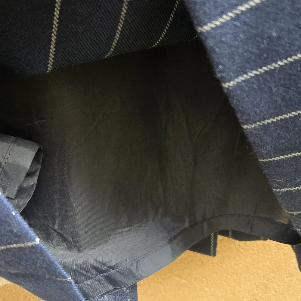 Brooks Brothers Navy Blue Wool Pleated Hem Pencil Skirt